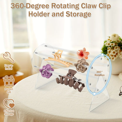 360° Rotating Acrylic Claw Clip Organizer ✨ Transparent Vanity Dressing Table Stand