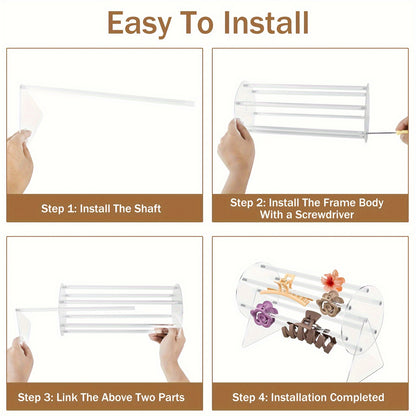 360° Rotating Acrylic Claw Clip Organizer ✨ Transparent Vanity Dressing Table Stand