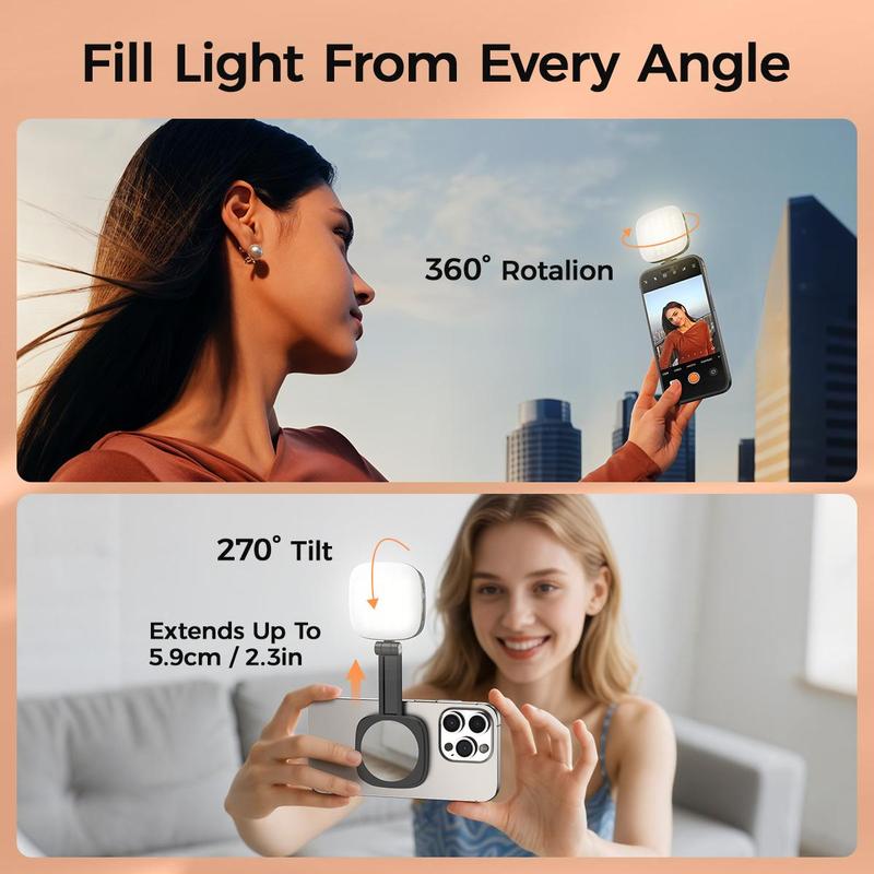 Mobile phone magnetic selfie fill light live shooting mini portable makeup mirror foldable pocket light LED light