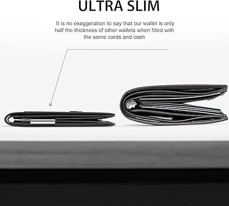 Men's Slim Leather Blocking Wallet - Minimalist Carbon Fiber Bifold