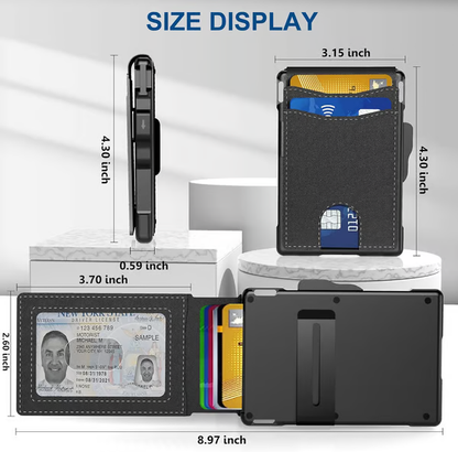 Wallet for Men - with Pop Up Aluminum Case Money Clip Slim Leather Slots Credit Card Holder RFID Blocking Bifold Minimalist Wallet