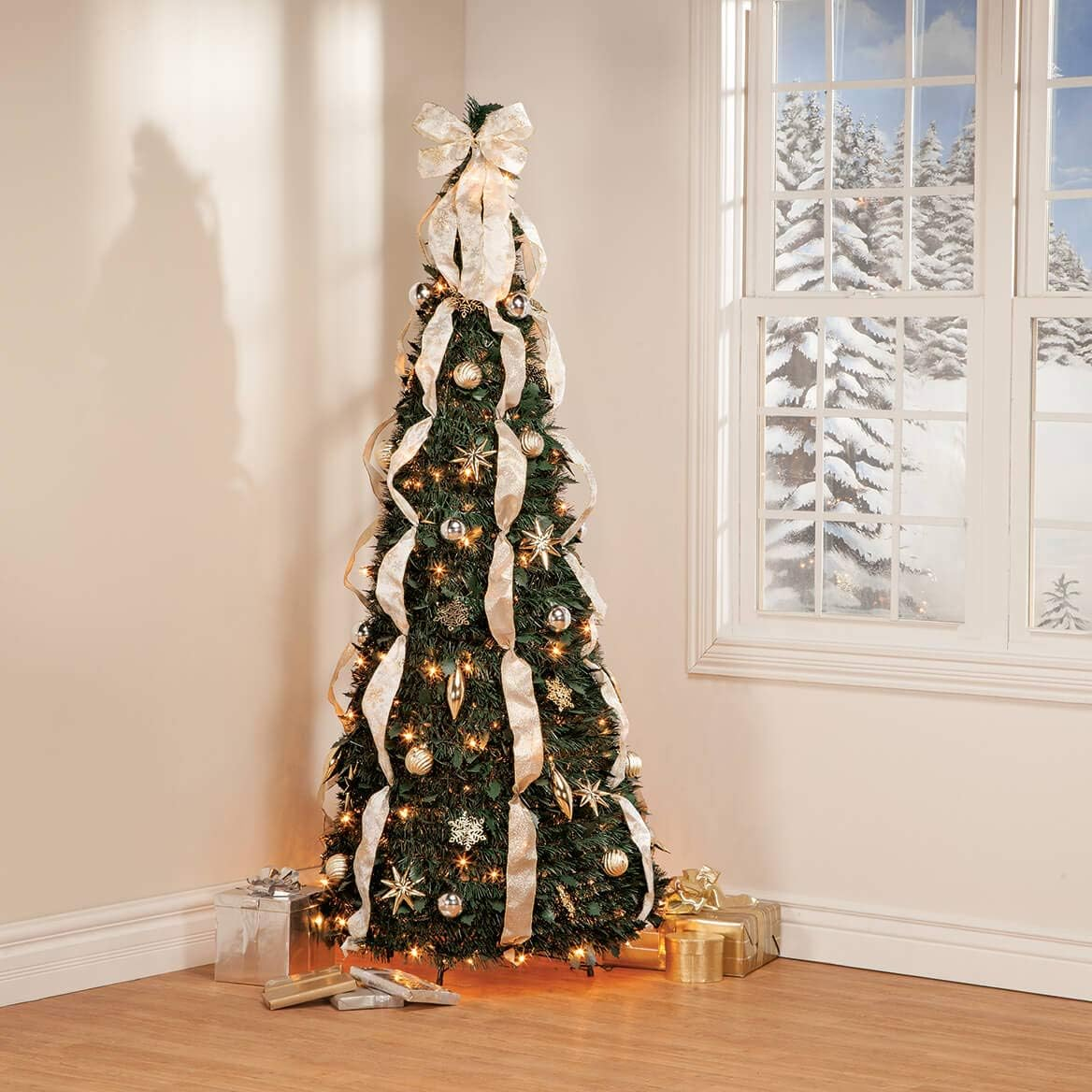 🔔Retractable Christmas tree green leaves 5 feet foldable🎄