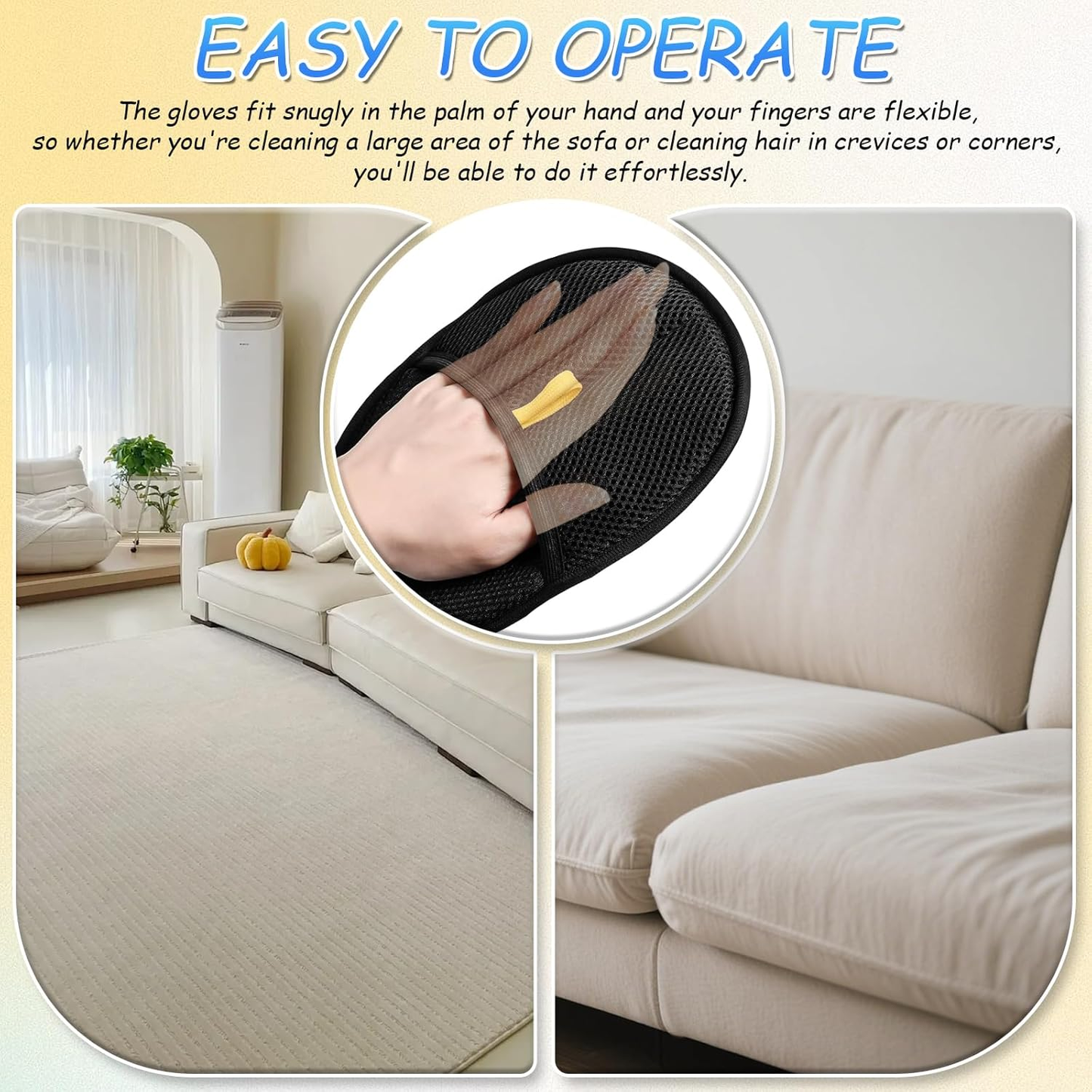 Pet Hair Removal Gloves, and Efficient Pet Hand Hair Removal Gloves, Reusable Pet Hair Removal Gloves. Suitable for Long-Haired and Short-Haired Dogs, Cats and Horses