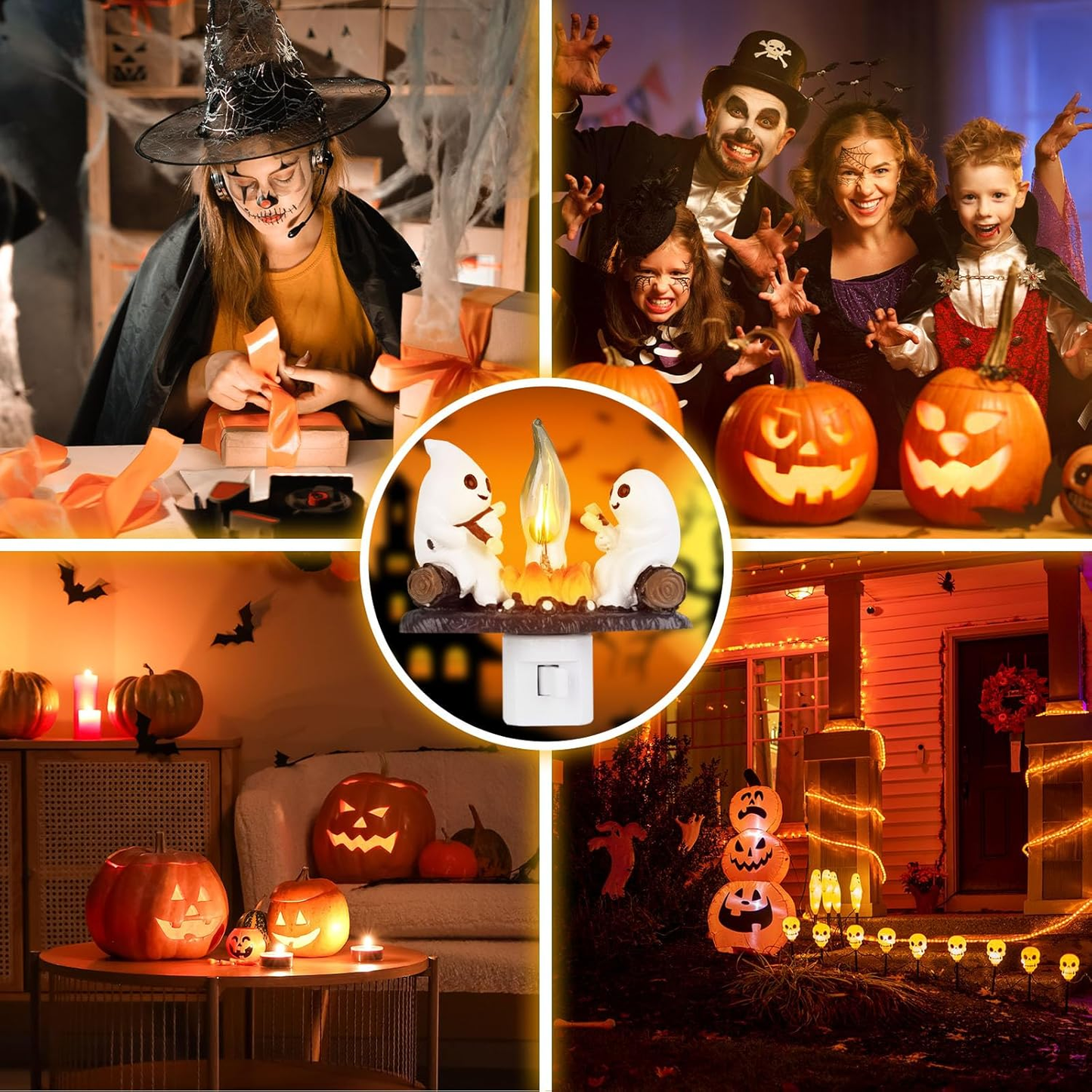 👻Ghost Bonfire Flickering Flame Halloween Night Light